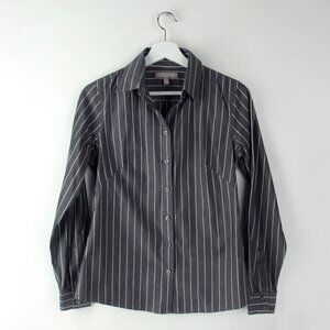 Banana Republic Button Front Shirt Gray Stripe Size 4